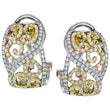 Load image into Gallery viewer, Simon G. 18K Yellow and White Gold Diamond Filigree Huggie Earrings
