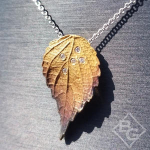 Simon G. 18K Yellow Gold Organic Allure Diamond Leaf Pendant