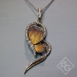 Simon G. 18K Yellow Gold Organic Allure Sideways Diamond Butterfly Pendant