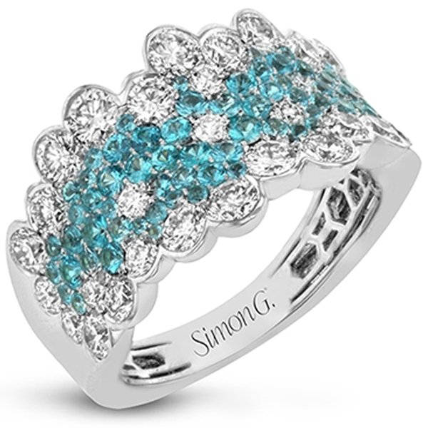 Simon G. 2.50 Carat Blue Paraiba Tourmaline and Pave Diamond Ring
