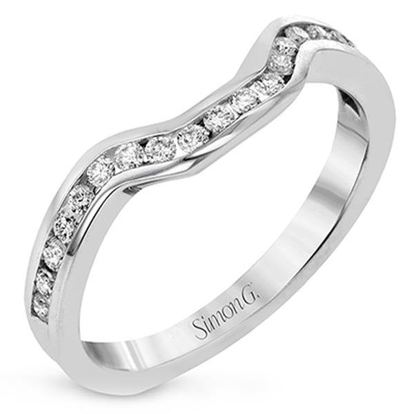 Simon G. Channel Set Curved Round Cut Diamond Wedding Ring