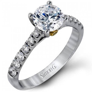 Simon G. Classic Prong Set Style Side Diamond Engagement Ring