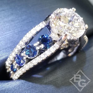 Simon G. Contemporary Cathedral Blue Sapphire & Diamond Engagement Ring
