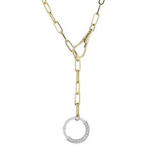 Simon G. Contemporary Paperclip Circle Diamond Necklace