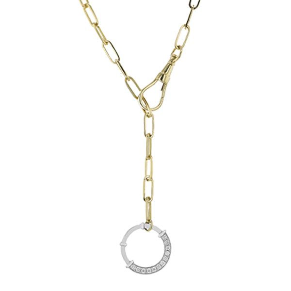 Simon G. Contemporary Paperclip Circle Diamond Necklace