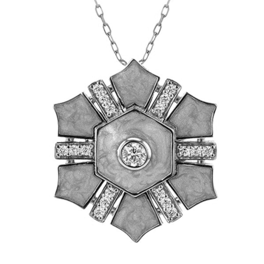 Simon G. Contemporary White Enamel Diamond Pendant