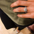 Load image into Gallery viewer, Simon G. Cushion Halo French Set Diamond Engagement Ring on Hand
