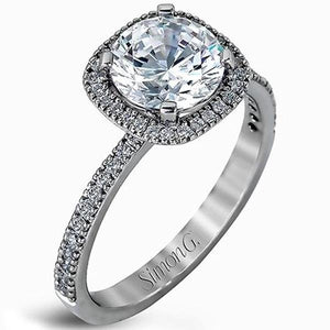 Simon G. Cushion Halo French Set Diamond Engagement RingSimon G. "Cushion Halo" Thin Diamond Engagement Ring