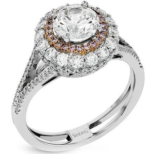 Simon G. Diamond Double Two Tone Halo Engagement Ring