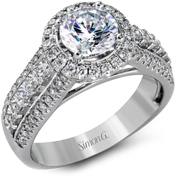 Simon G. Diamond Halo Round Cut Center Engagement Ring