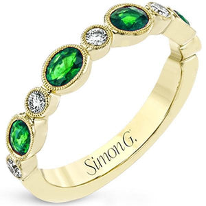 Simon G. Emerald and Diamond Stackable Ring
