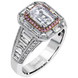Load image into Gallery viewer, Simon G. Emerald Cut Two-Tone Halo Baguette Diamond Engagement Ring
