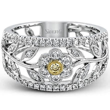 Load image into Gallery viewer, Simon G. Filigree Flower Tapered Diamond Ring
