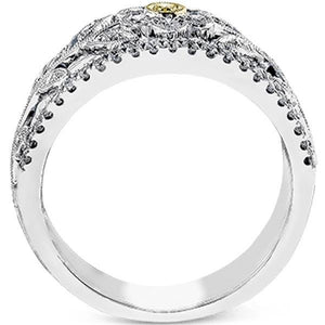 Simon G. Filigree Flower Tapered Diamond Ring
