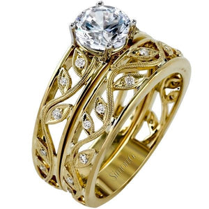 Simon G. Filligree Diamond Engagement Ring with Scrollwork Vine Design