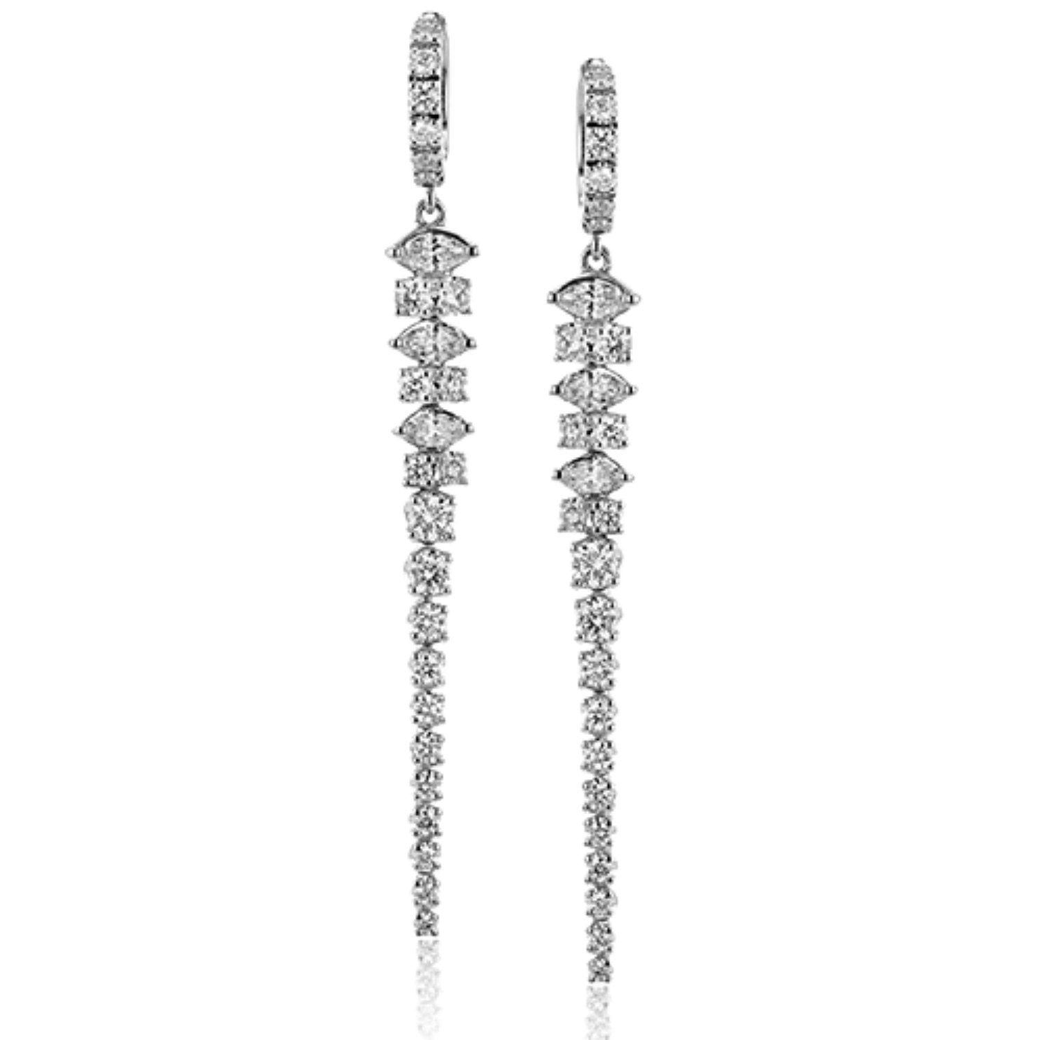 Diamond Teardrop Long Dangle Earrings - Nuha Jewelers