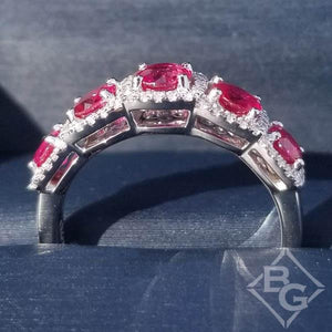 Simon G. Five Stone Ruby & Diamond "Halo" Anniversary Ring