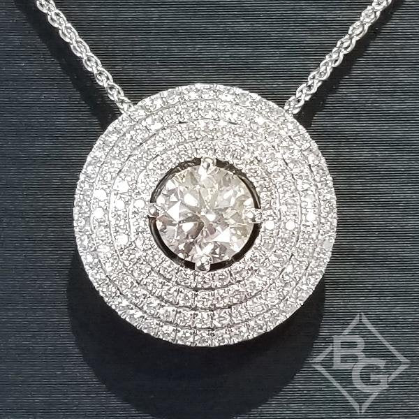 Classic Halo Pendant Diamond Necklace - .49 Carat | Diamond pendant sets,  Yellow gold diamond pendant, Diamond pendant necklace gold