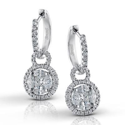 Simon G. Halo Dangle Drop Diamond Earrings
