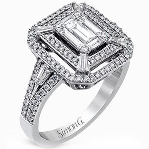 Simon G. Halo "Mosaic" Emerald Cut Diamond Ring