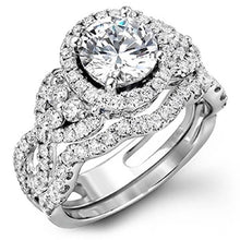 Load image into Gallery viewer, Simon G. Halo Split Shank Twist Diamond Engagement Ring
