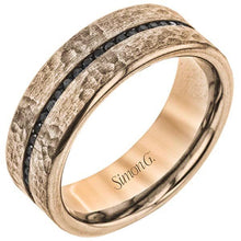 Load image into Gallery viewer, Simon G. Hammered Black Diamond Eternity Wedding Band
