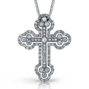 Simon G. Heavenly Faith 18K White Diamond Cross