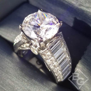 Simon G. Large Center Baguette Diamond Engagement Ring