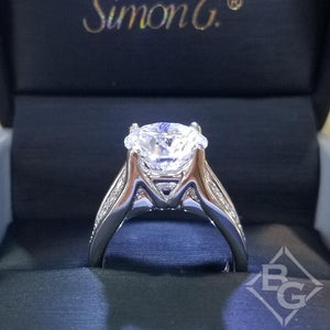Simon G. Large Center "Cathedral Style" Pave Set Diamond Engagement Ring