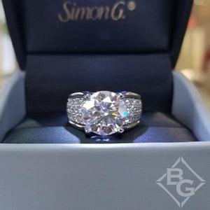 Simon G. Large Center "Cathedral Style" Pave Set Diamond Engagement Ring