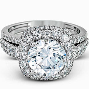 Simon G. Large Center Cushion Halo Diamond Engagement Ring