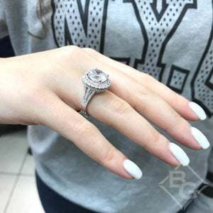 Simon G. Large Center Diamond Double Halo Engagement Ring