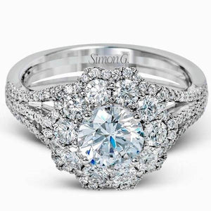 Simon G. Large Center Diamond Halo Engagement Ring