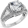Load image into Gallery viewer, Simon G. Large Center Halo Diamond Baguette Cut Engagement Ring
