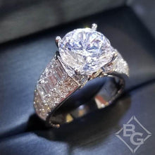 Load image into Gallery viewer, Simon G. Large Center Simon Set Baguette Diamond Engagement Ring
