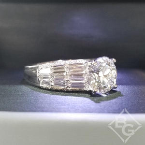 Simon G. Large Center "Simon Set" Horizontal Baguette Diamond Engagement Ring