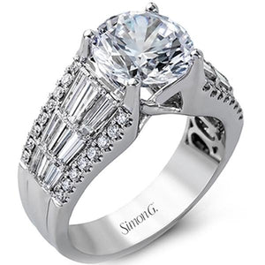 Simon G. Large Center "Simon Set" Horizontal Baguette Diamond Engagement Ring