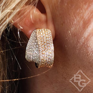 Simon G. Large Contemporary Pave Set Diamond Ribbon Earrings