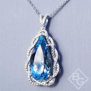 Simon G. Large Pear Cut Aquamarine Diamond Pendant