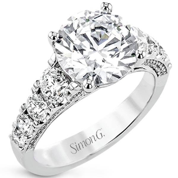 Simon G. Large Round Center Graduating Diamond Engagement Ring