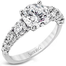 Load image into Gallery viewer, Simon G. Large Round Center Graduating U Prong Diamond Engagement Ring
