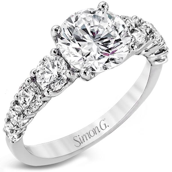 Simon G. Large Round Center Graduating U Prong Diamond Engagement Ring