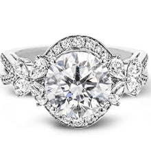 Load image into Gallery viewer, Simon G. Large Round Center Halo Flower Blossom Diamond Engagement Ring
