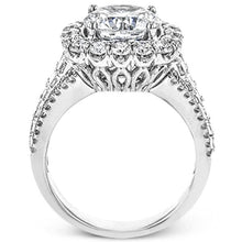 Load image into Gallery viewer, Simon G. Large Round Cut Center Halo Pave Diamond Engagement Ring
