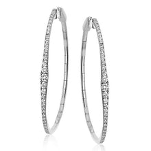 Load image into Gallery viewer, Simon G. Large Tapered Round Cut Diamond Hoop Earrings
