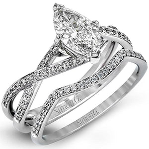 Simon G. Marquise Cut "Twist" Split Shank Diamond Engagement Ring