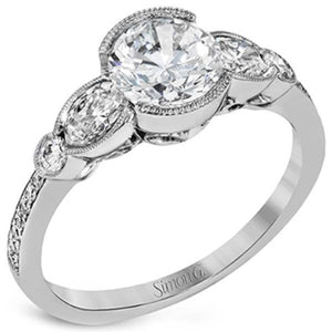 Simon G. Milgrain "Vintage Style" Three Stone Diamond Engagement Ring