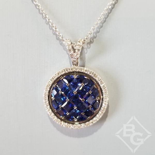 Simon G. Modern Cluster Blue Sapphire Diamond Pendant