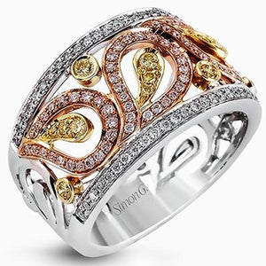 Simon G. "Paisley" Diamond Ring Featuring Yellow & White Diamonds