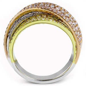 Simon G. Pave Set Tri-Color Right Hand Diamond Crossover Ring